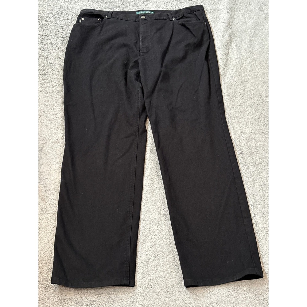 Lauren Ralph Lauren Black Denim Straight Leg Jeans Womens 18W High Rise Stretch